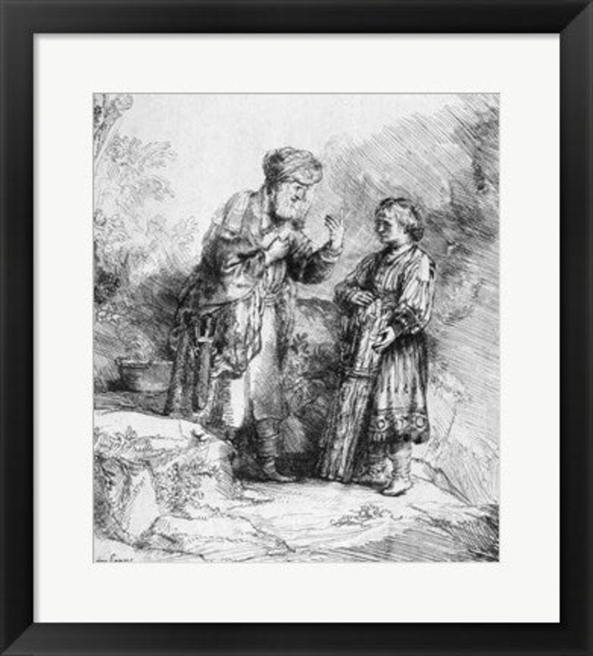 Framed Art Abraham and Isaac, 1645 by Rembrandt van Rijn Wall Decor 18x24 Artwork